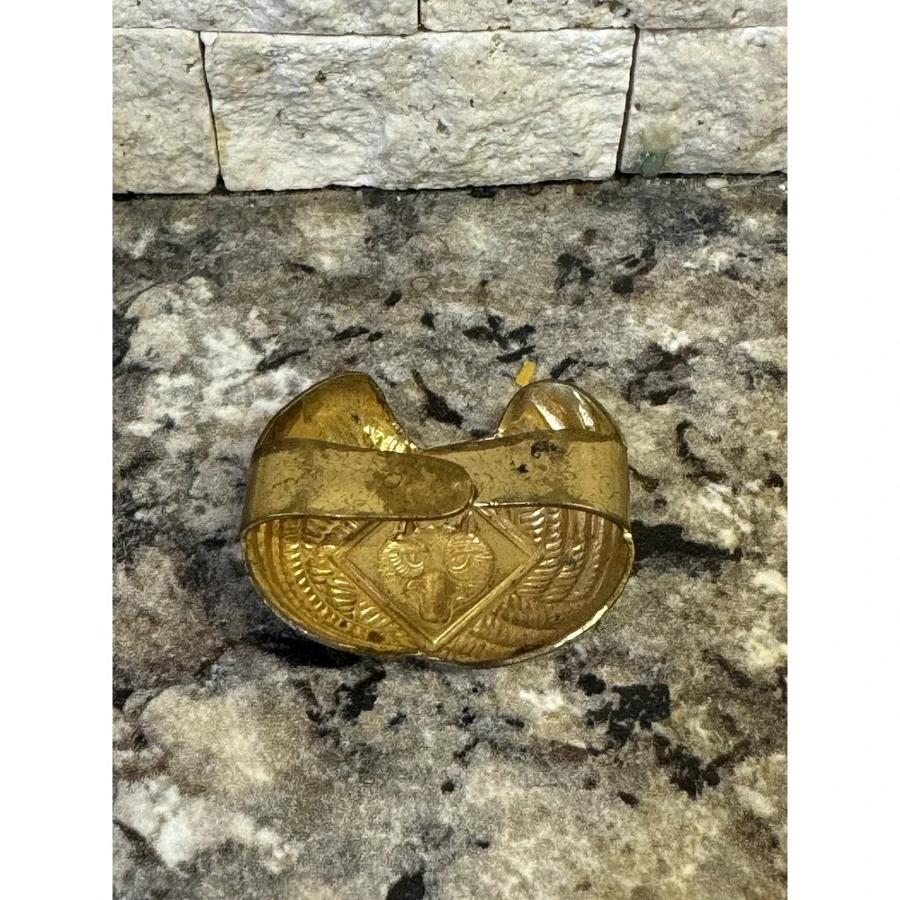 Vintage 1960's Wolf Cub Scout‎ Boy Scouts Brass & Blue Enamel Neckerchief Slide